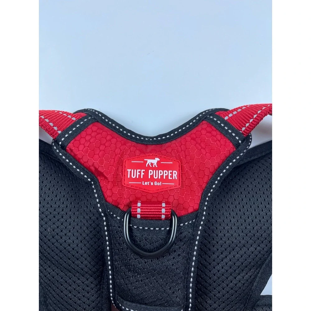 Tuff Pupper Red Heavy Duty Adjustable Dog Harness Reflective Mesh XL No Escape